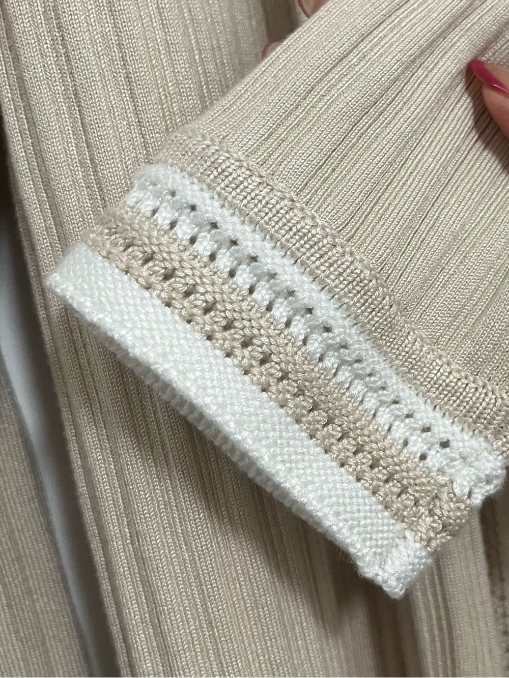 NWT Rio & Rian Ribbed Open Front Cardigan XL Beige Ivory - Picture 6 of 9